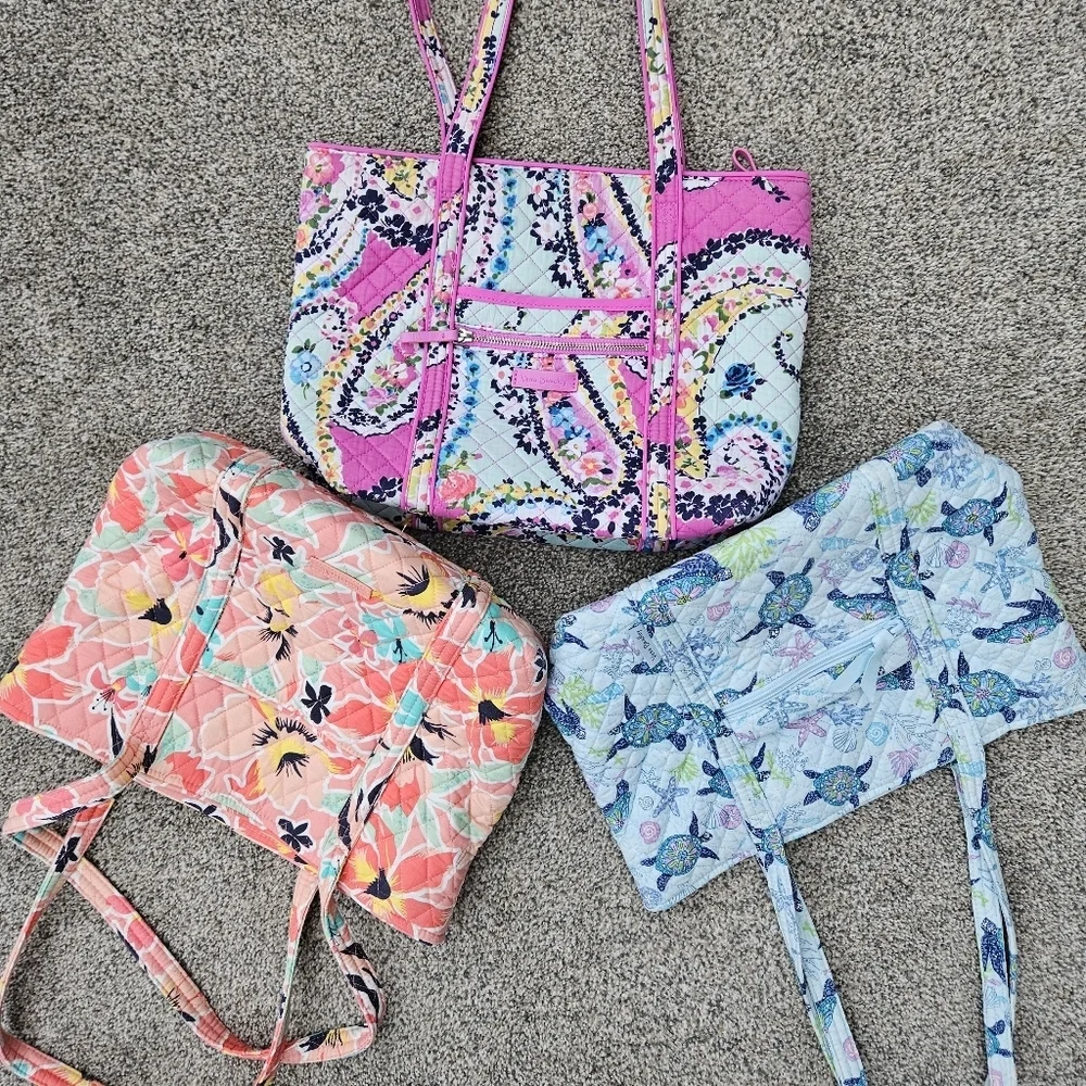LOT Vera Bradley Tote Bags Turtle Dream Wildflower Paisley Rainforest Lily RARE